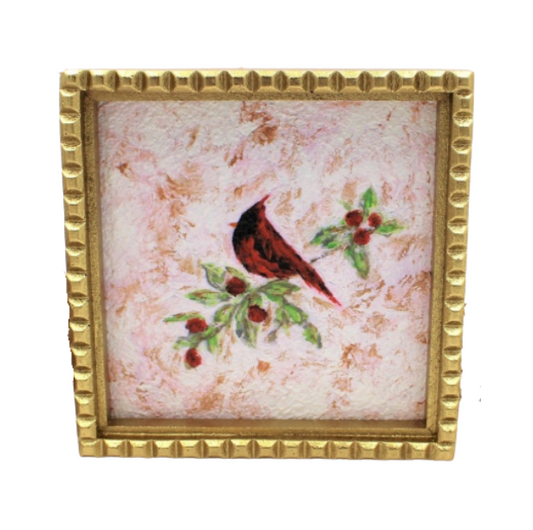 Gold Wood Frame with Cardinal