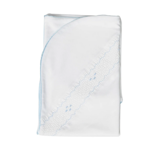 White and Blue Smocked Blanket