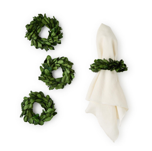 Boxwood Wreath Napkin Rings (4)