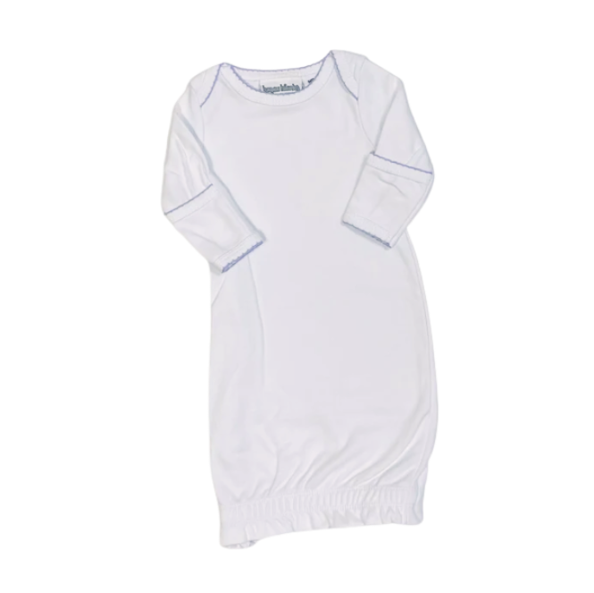 Picot Trim Infant Gown - Blue
