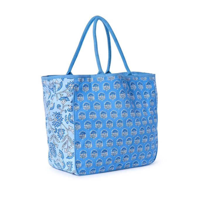 Floral Block Print Tote Bag