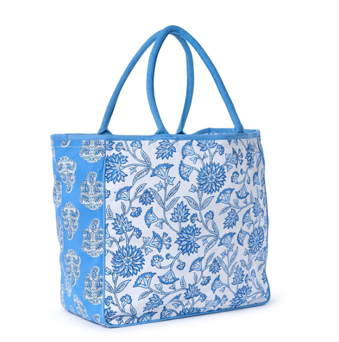 Floral Block Print Tote Bag