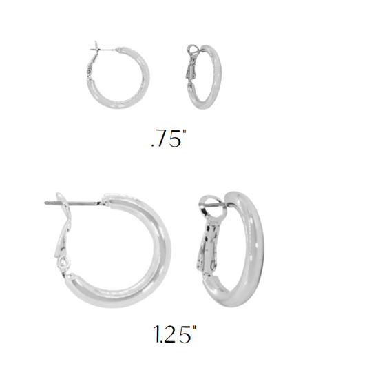 Silver Birthstone Hoop Earrings