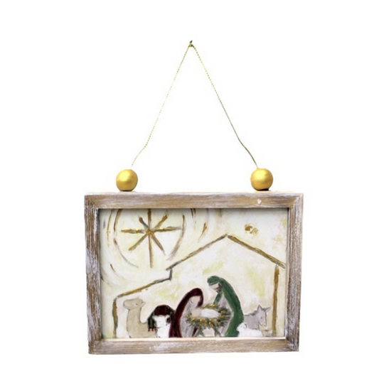 Nativity Wooden Frame Ornament