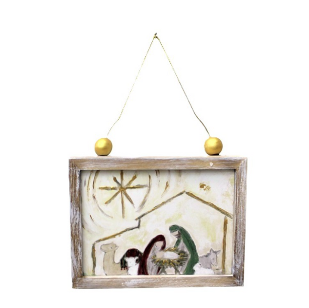Nativity Wooden Frame Ornament