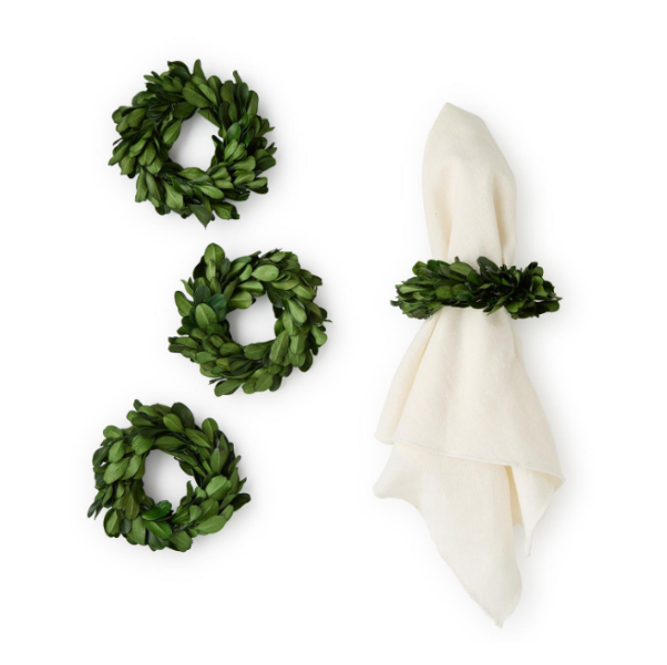 Boxwood Wreath Napkin Rings (4)