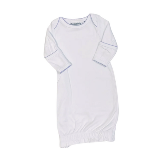 Picot Trim Infant Gown - Blue